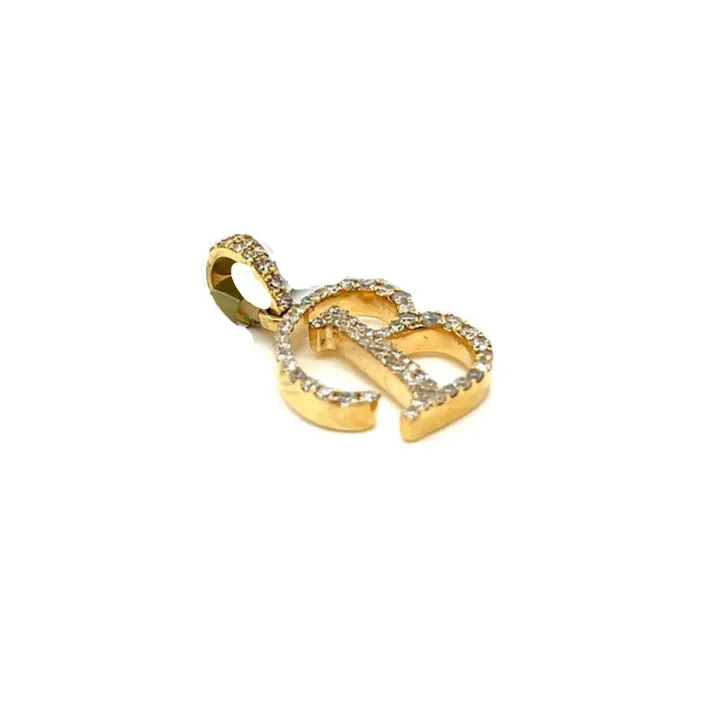 10K Cursive Initial Letter Diamond Pendants - SP20056