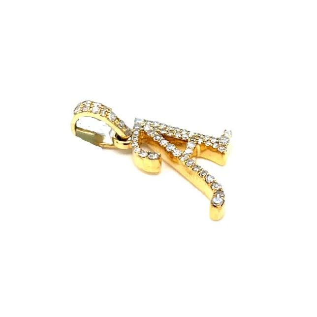 10K Cursive Initial Letter Diamond Pendants - SP20056