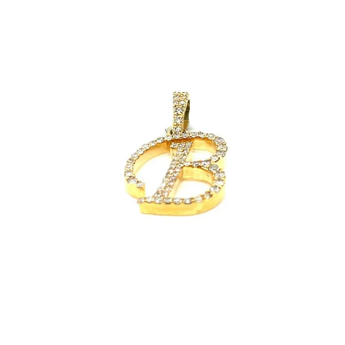 10K Cursive Initial Letter Diamond Pendants - SP20056