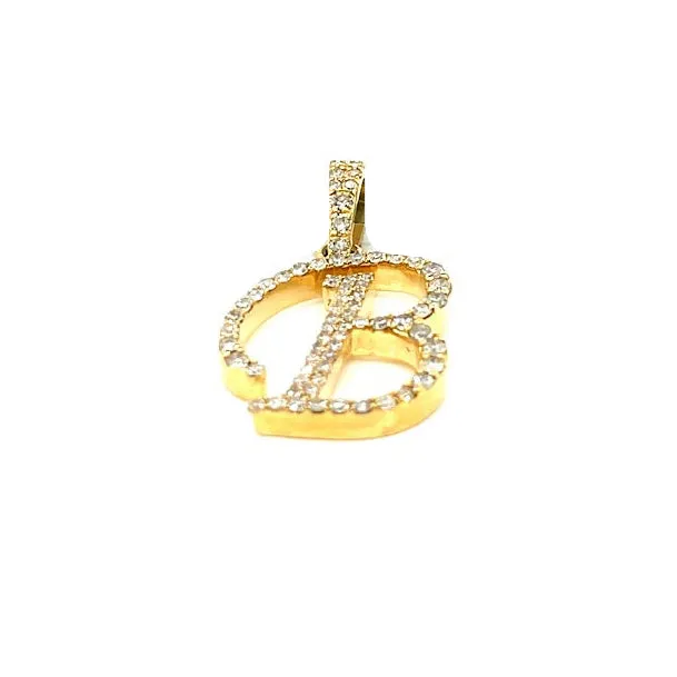 10K Cursive Initial Letter Diamond Pendants - SP20056