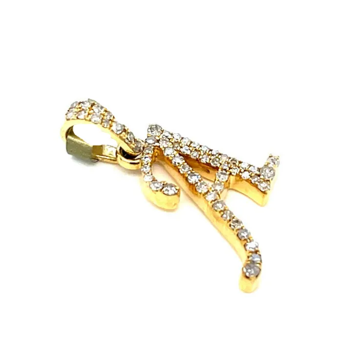 10K Cursive Initial Letter Diamond Pendants - SP20056