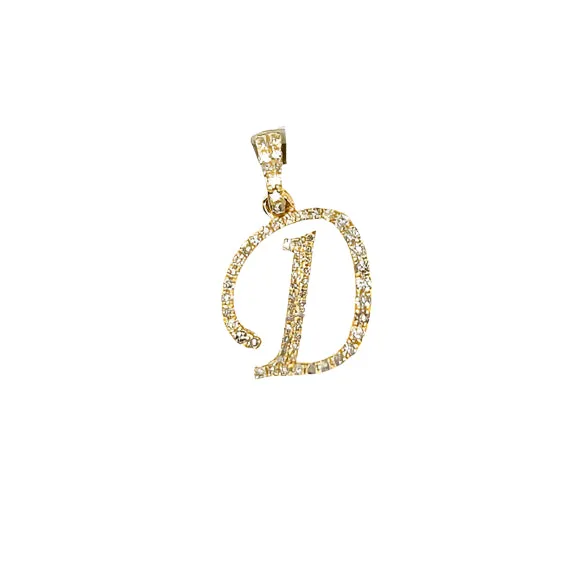 10K Cursive Initial Letter Diamond Pendants - SP20056