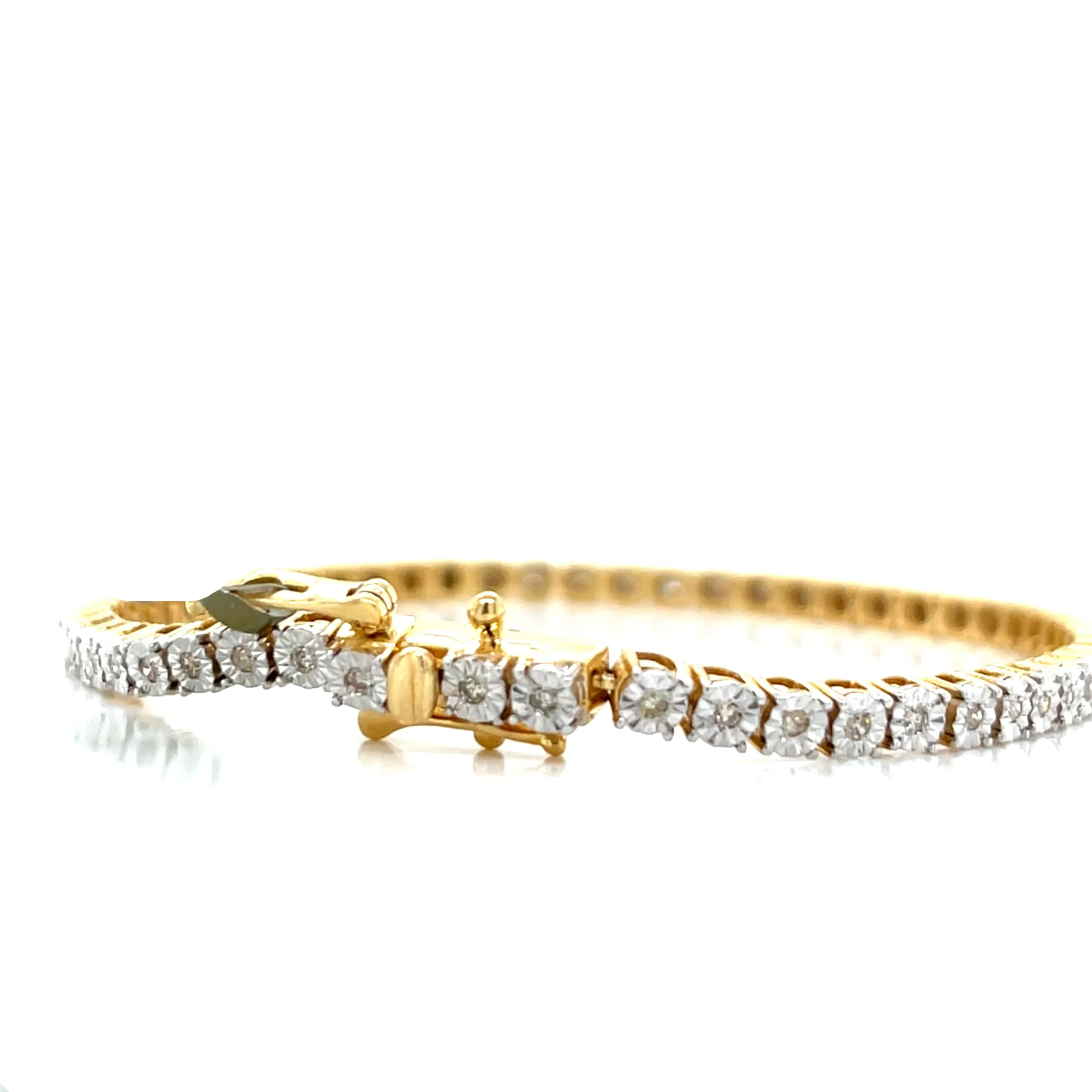 10k Gold 3mm Tennis 0.58ct Natural Diamond 7" Bracelet - SBR39741