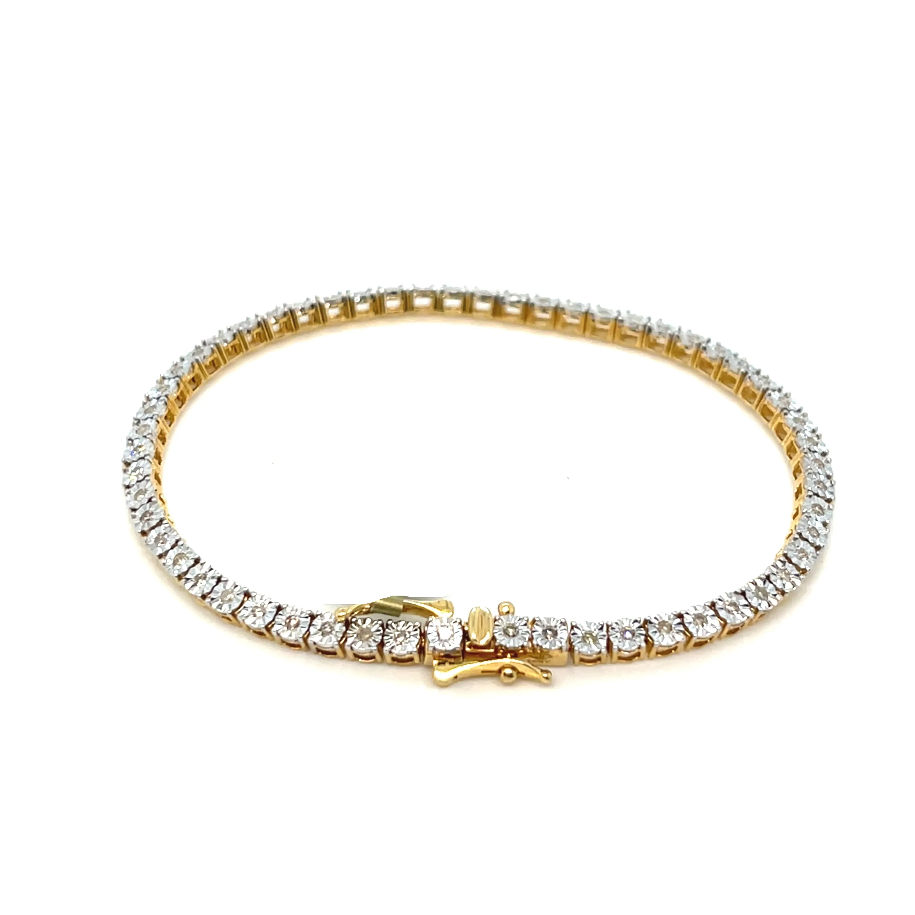 10k Gold 3mm Tennis 0.58ct Natural Diamond 7" Bracelet - SBR39741