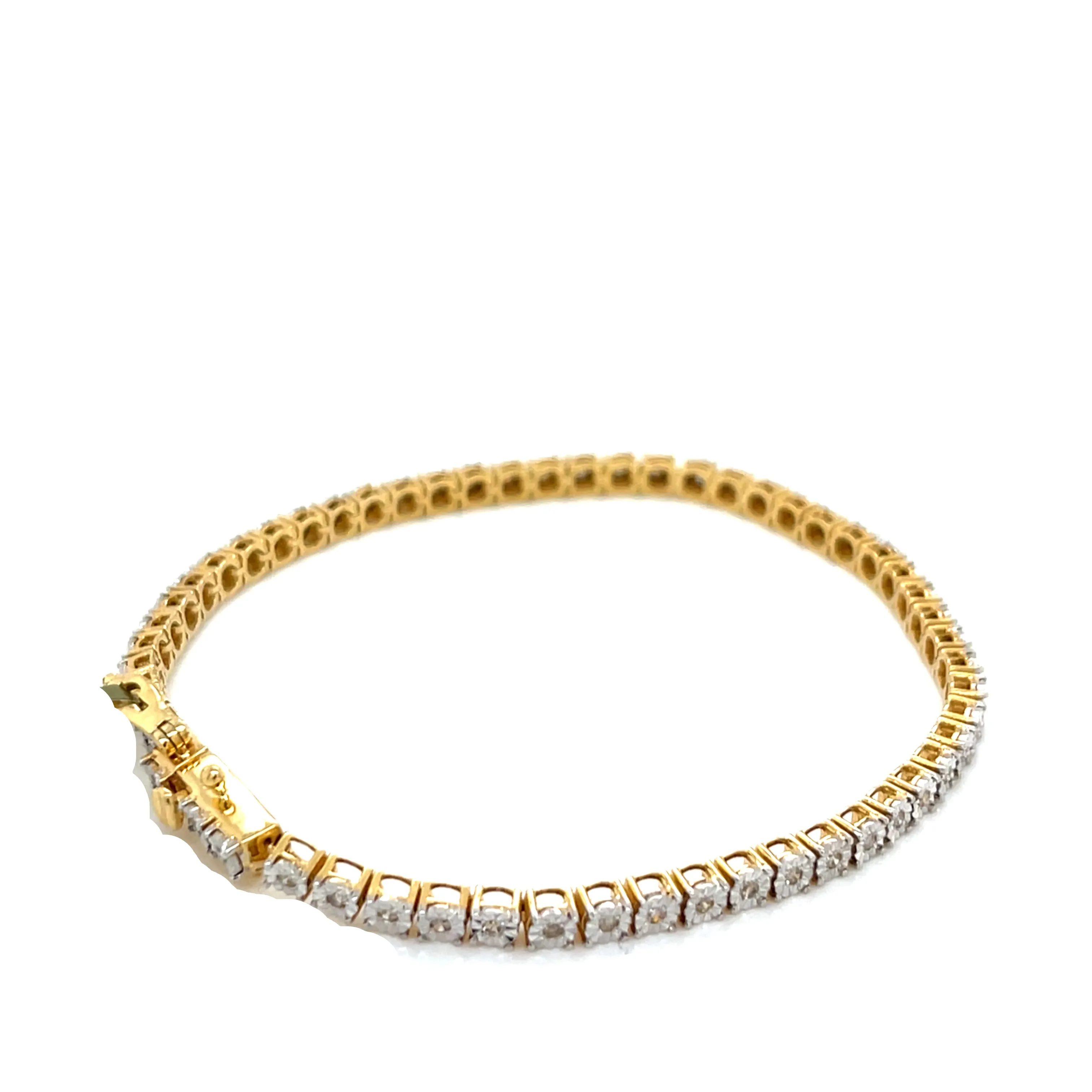 10k Gold 3mm Tennis 0.58ct Natural Diamond 7" Bracelet - SBR39741
