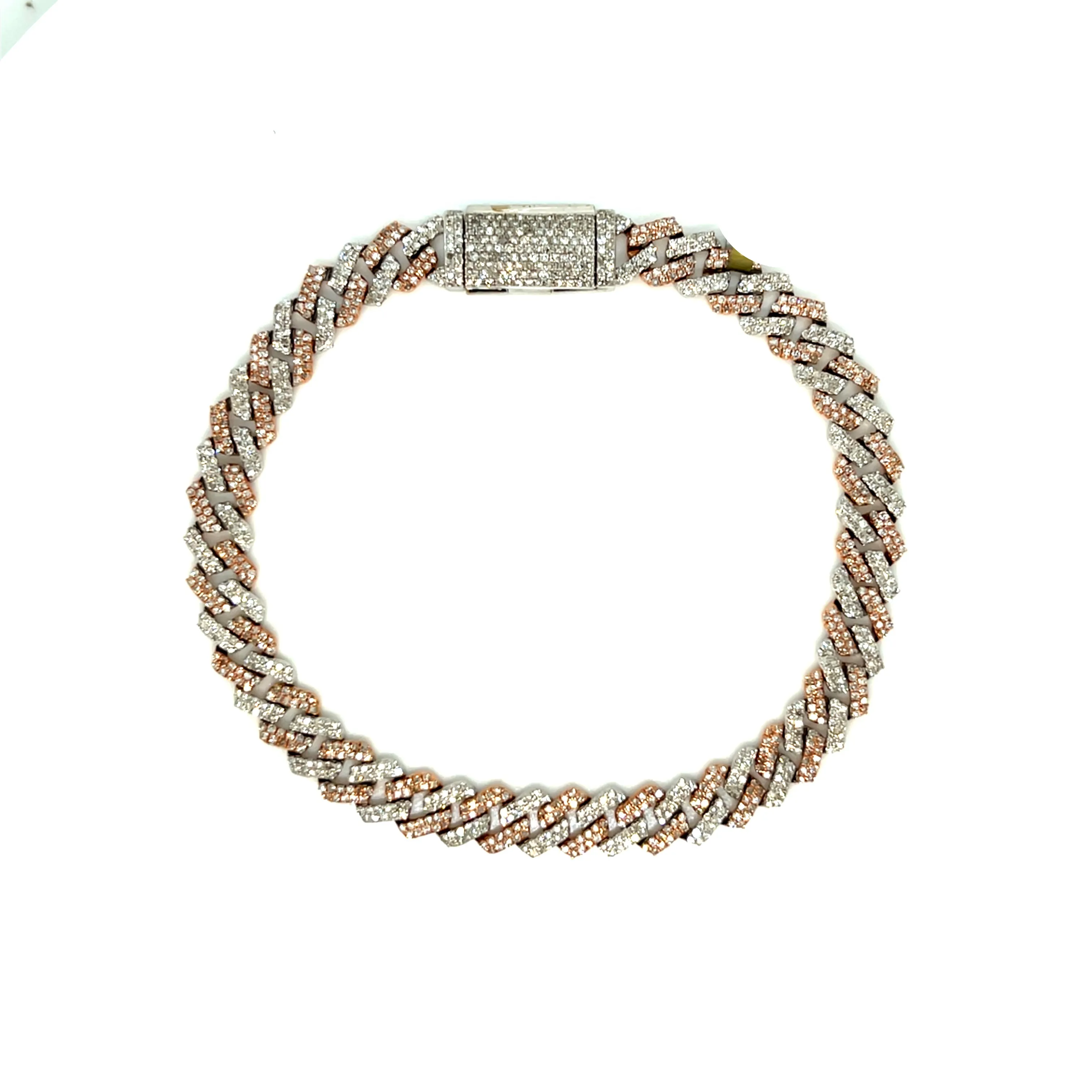 10k Gold 6.5mm with Natural Diamonds Miami Cuban Bracelets - SBR17266A