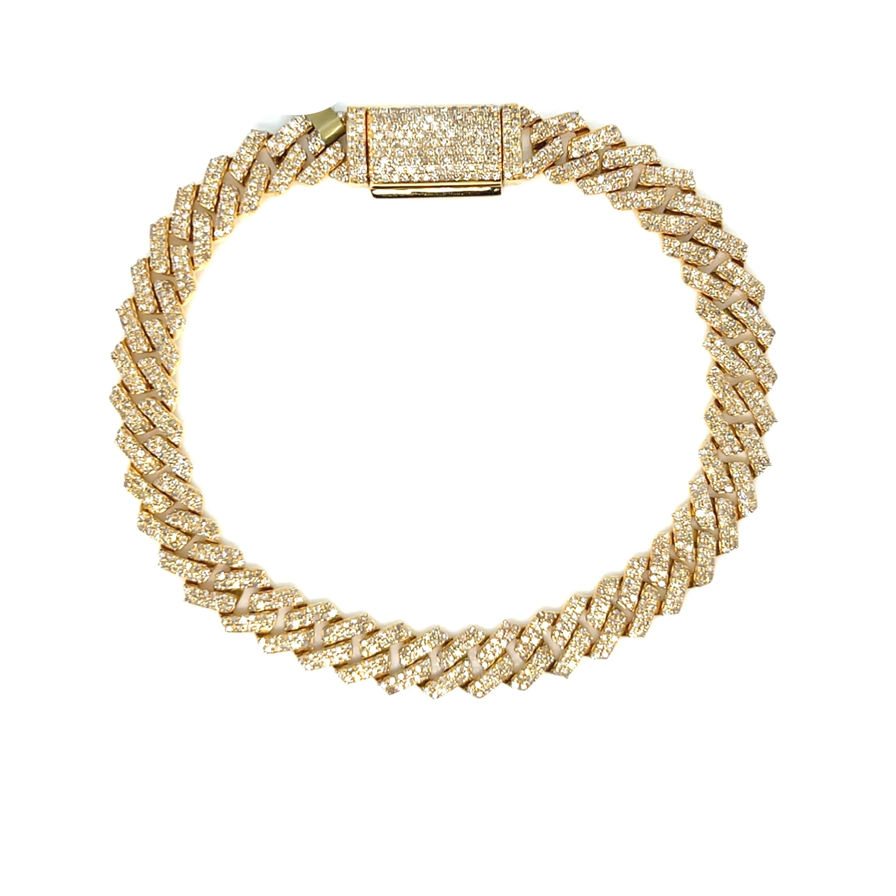 10k Gold 6.5mm with Natural Diamonds Miami Cuban Bracelets - SBR17266A