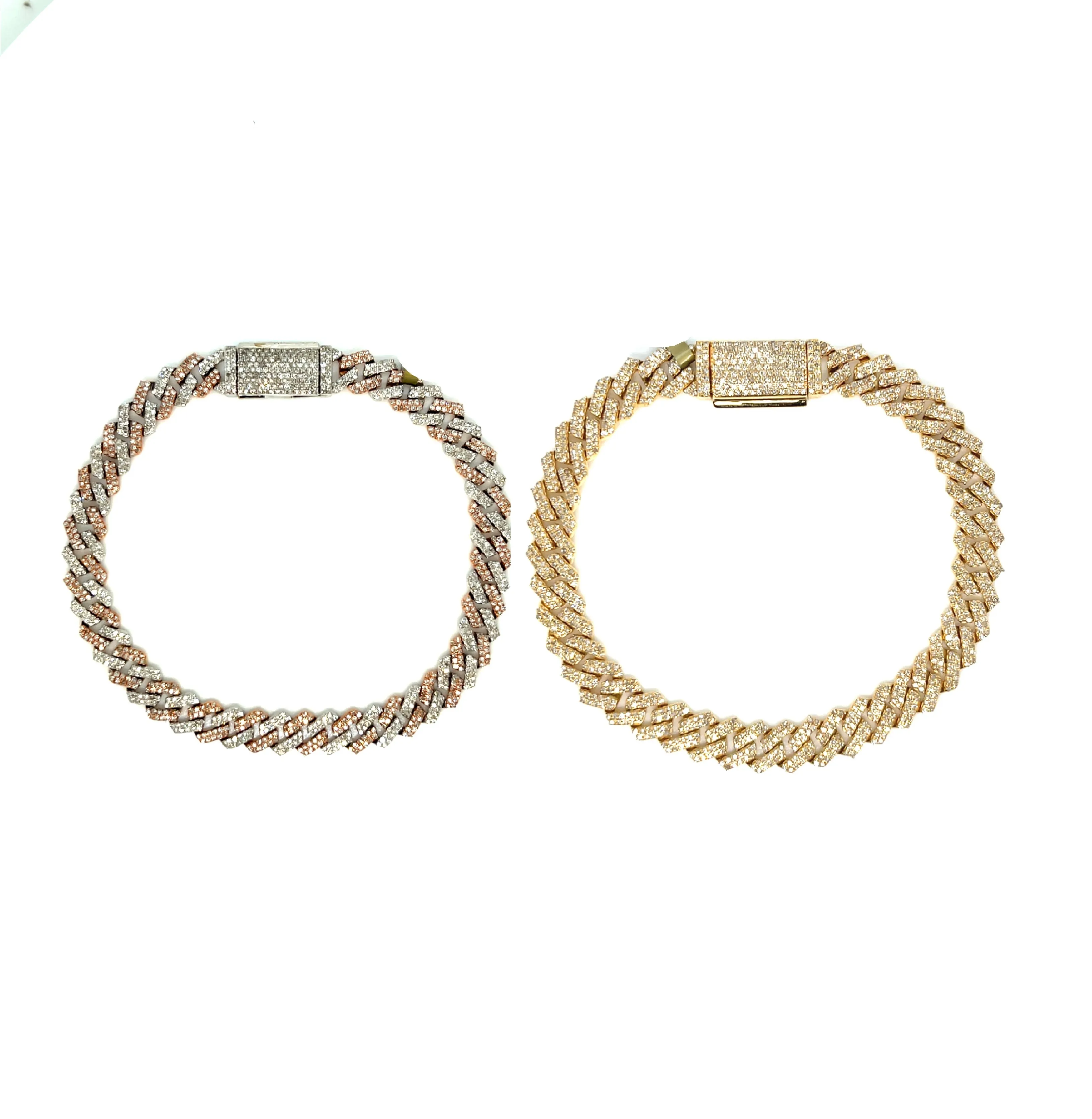 10k Gold 6.5mm with Natural Diamonds Miami Cuban Bracelets - SBR17266A