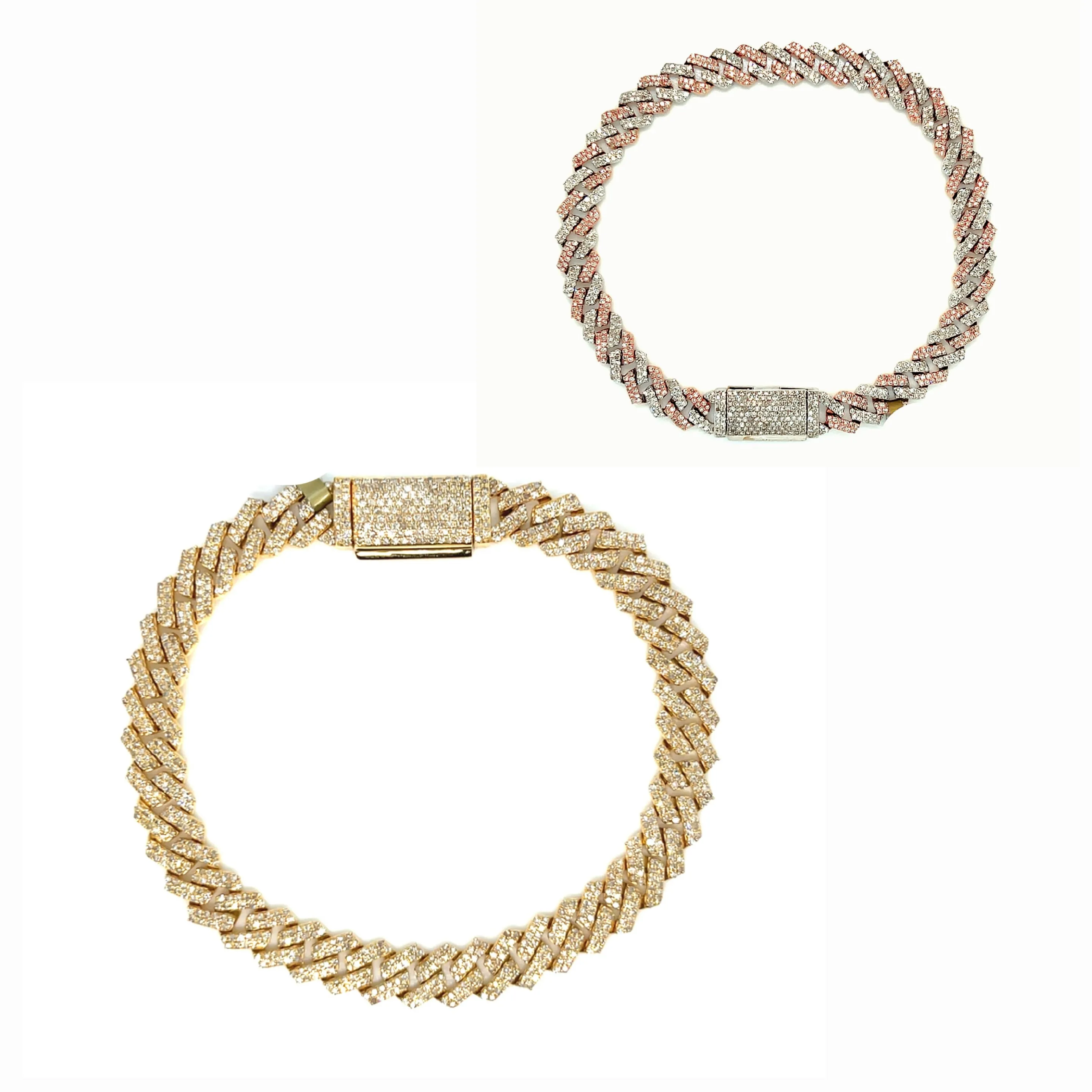 10k Gold 6.5mm with Natural Diamonds Miami Cuban Bracelets - SBR17266A