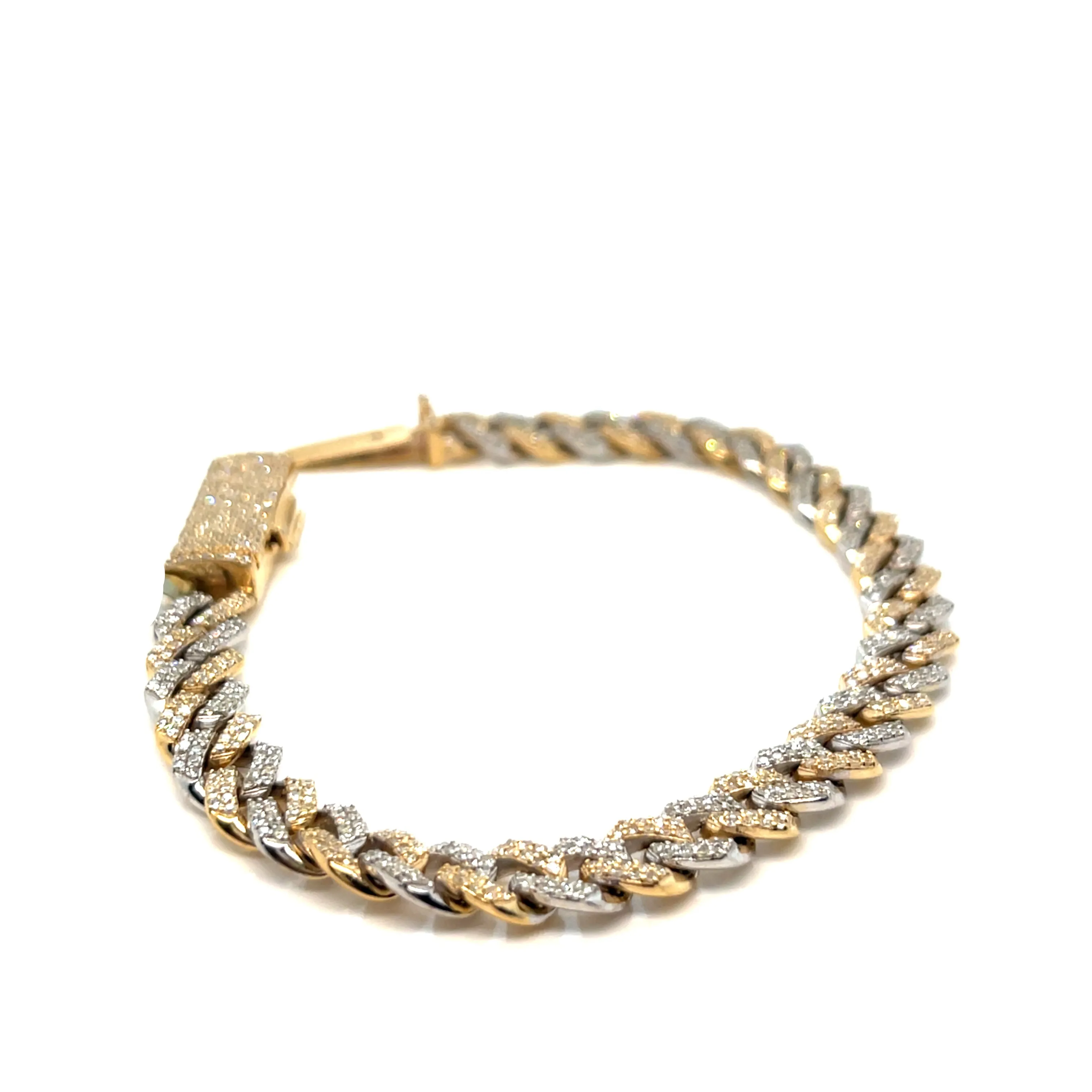 10k Gold 8mm Cuban Unisex Natural Diamond 8" Bracelet - SBR15257A