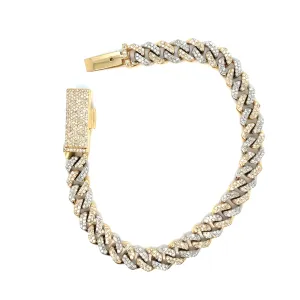 10k Gold 8mm Cuban Unisex Natural Diamond 8" Bracelet - SBR15257A