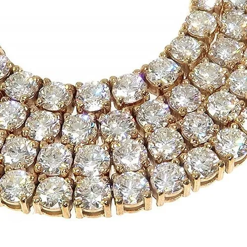 10K Gold Tennis Round Diamonds 3.5mm 18" Luxury Chain Necklace - CH0040