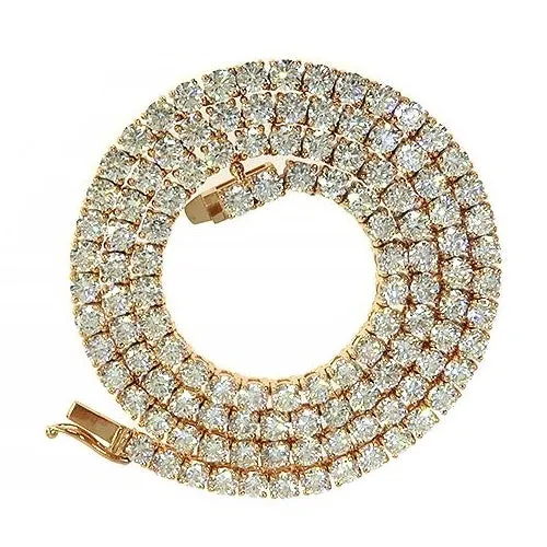 10K Gold Tennis Round Diamonds 3.5mm 18" Luxury Chain Necklace - CH0040