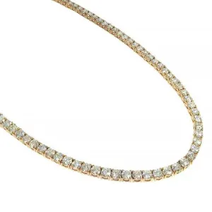 10K Gold Tennis Round Diamonds 3.5mm 18" Luxury Chain Necklace - CH0040