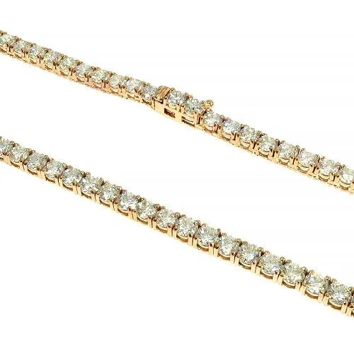 10K Gold Tennis Round Diamonds 3.5mm 18" Luxury Chain Necklace - CH0040