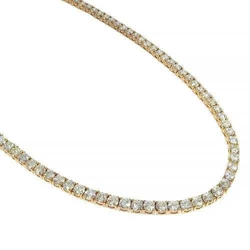 10K Gold Tennis Round Diamonds 3.5mm 18" Luxury Chain Necklace - CH0040