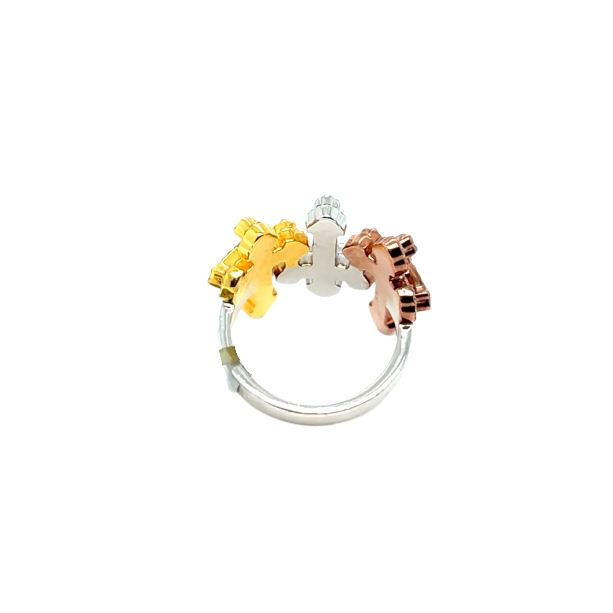 10k Gold-White-Rose 1.29ct Diamonds Three Crosses Ring - CSR29657