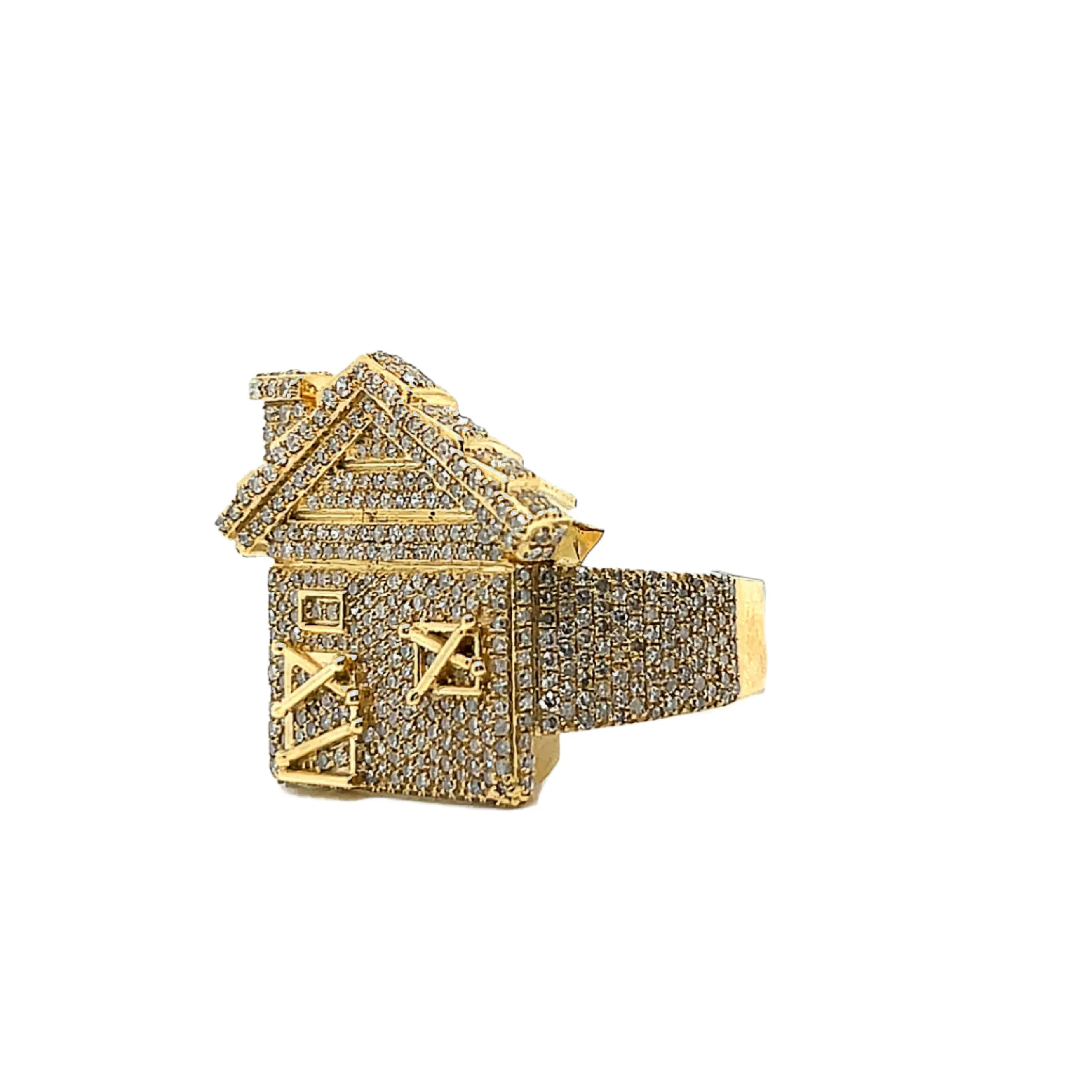 10k Solid Gold 2ct Natural Diamonds Trap House Ring - SR10787