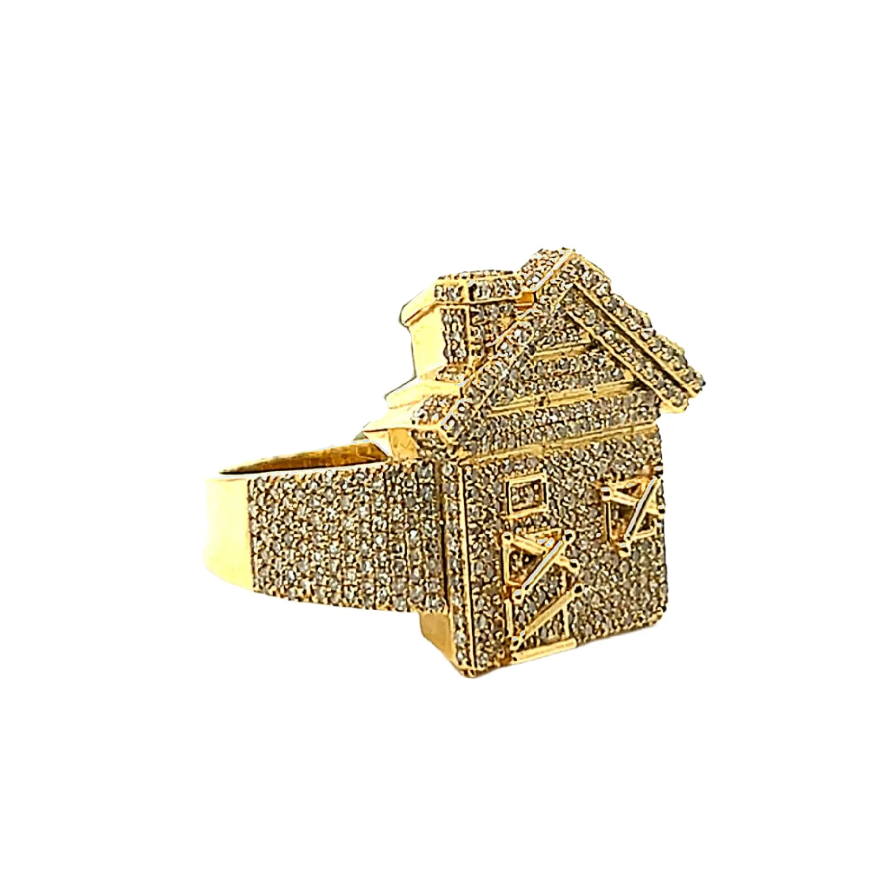 10k Solid Gold 2ct Natural Diamonds Trap House Ring - SR10787