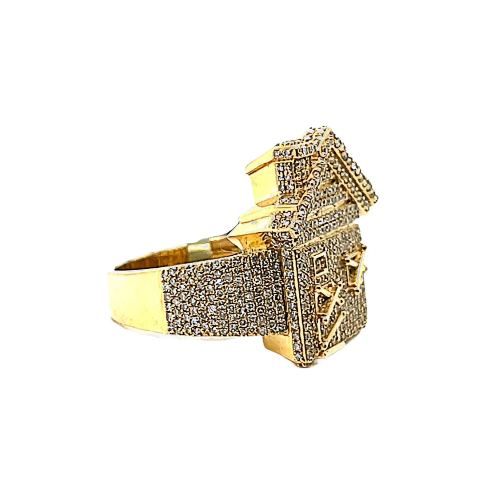 10k Solid Gold 2ct Natural Diamonds Trap House Ring - SR10787
