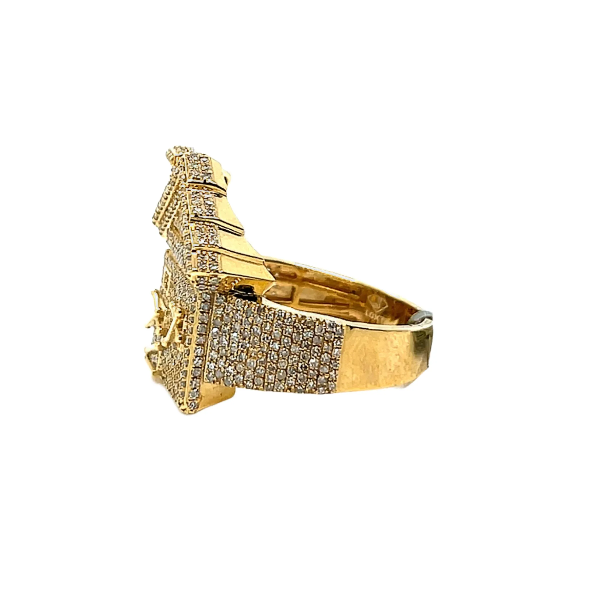 10k Solid Gold 2ct Natural Diamonds Trap House Ring - SR10787