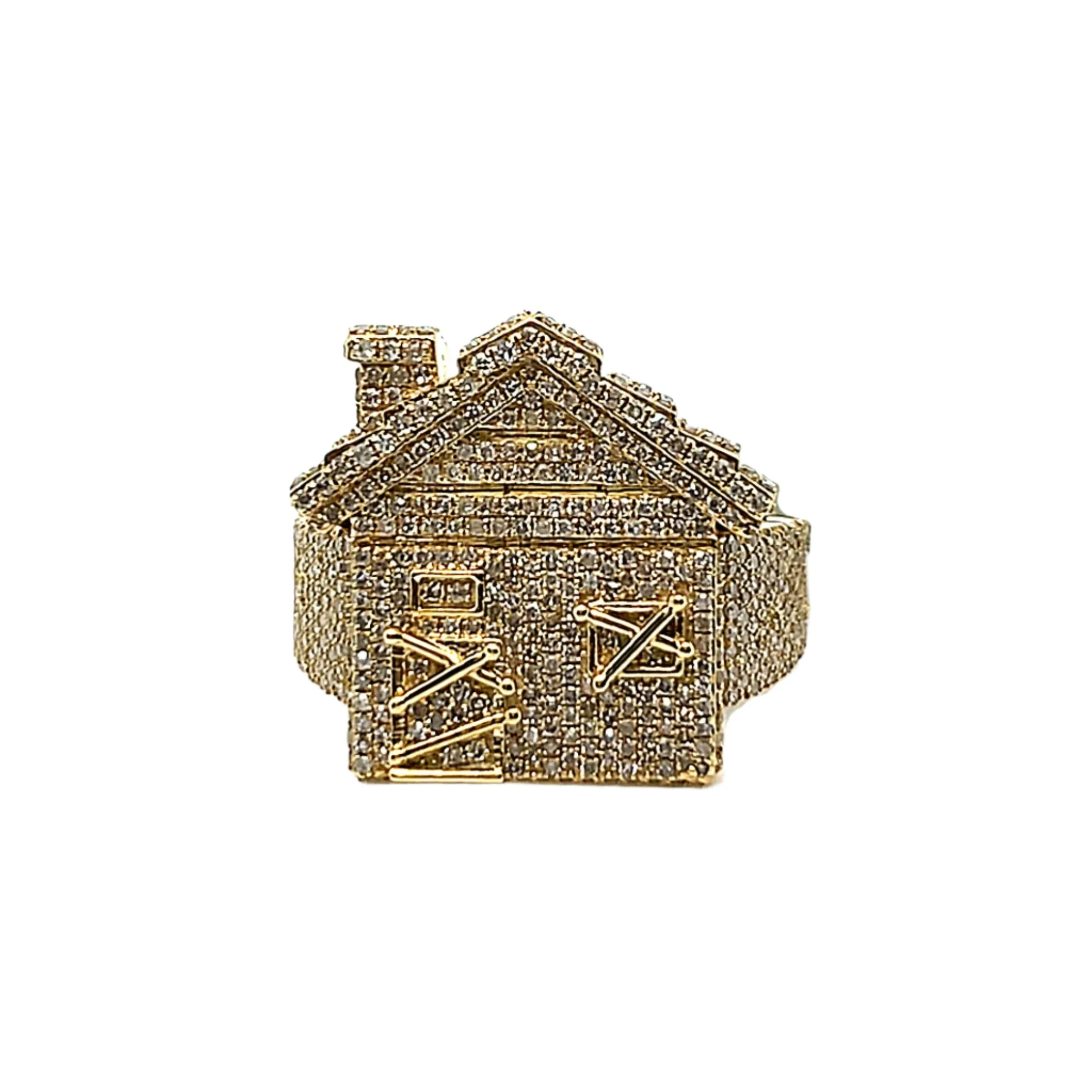 10k Solid Gold 2ct Natural Diamonds Trap House Ring - SR10787