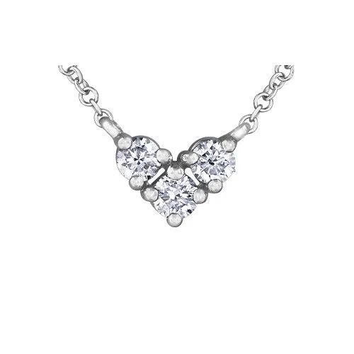 10K White Gold (0.25ct) Diamond Three Stone Necklace