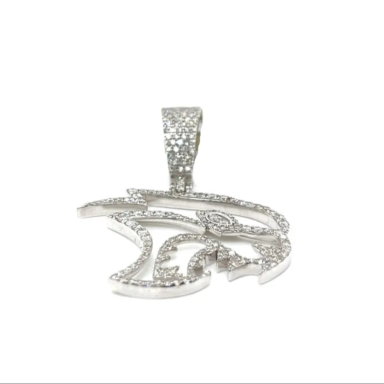 10k White Gold 1.38ct Natural Diamonds Iced Out Hellcat Logo Pendant - SP29379A