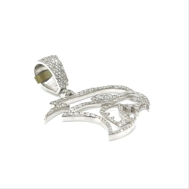 10k White Gold 1.38ct Natural Diamonds Iced Out Hellcat Logo Pendant - SP29379A