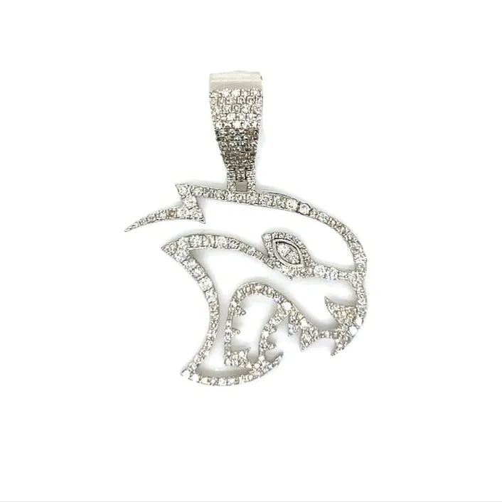 10k White Gold 1.38ct Natural Diamonds Iced Out Hellcat Logo Pendant - SP29379A