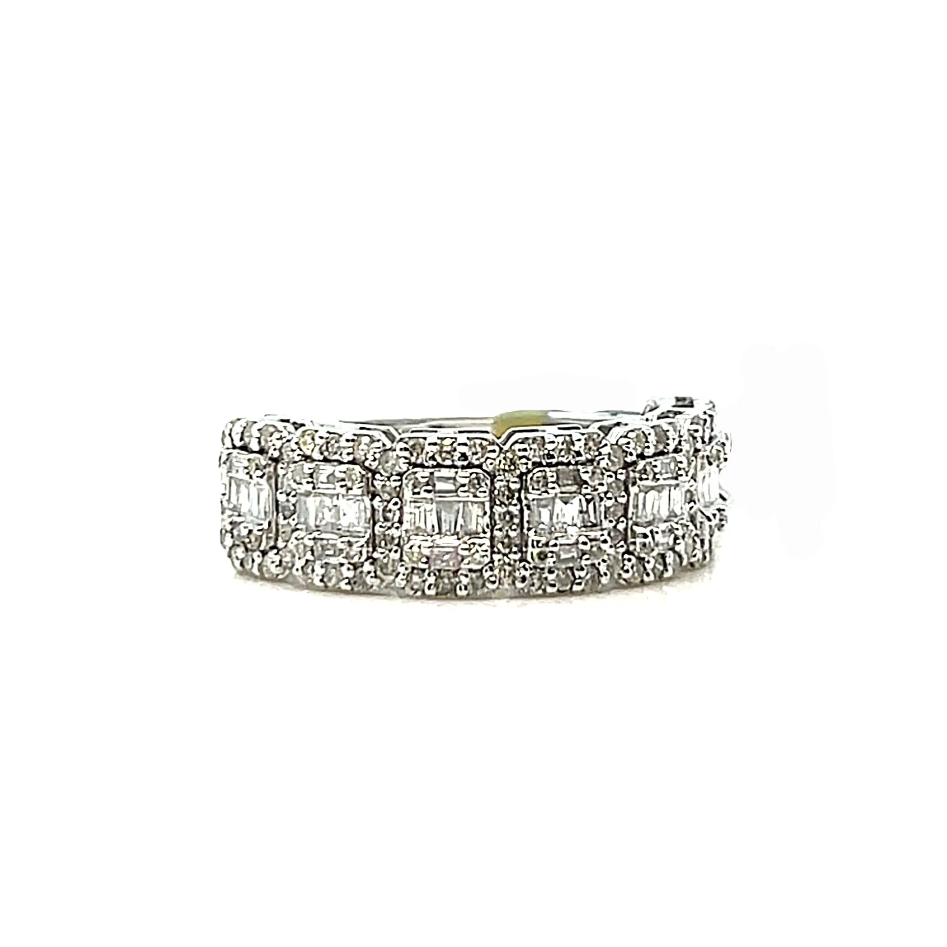 10k White Gold Baguette 1.03ct Diamonds Squares Ring - EXRG2067