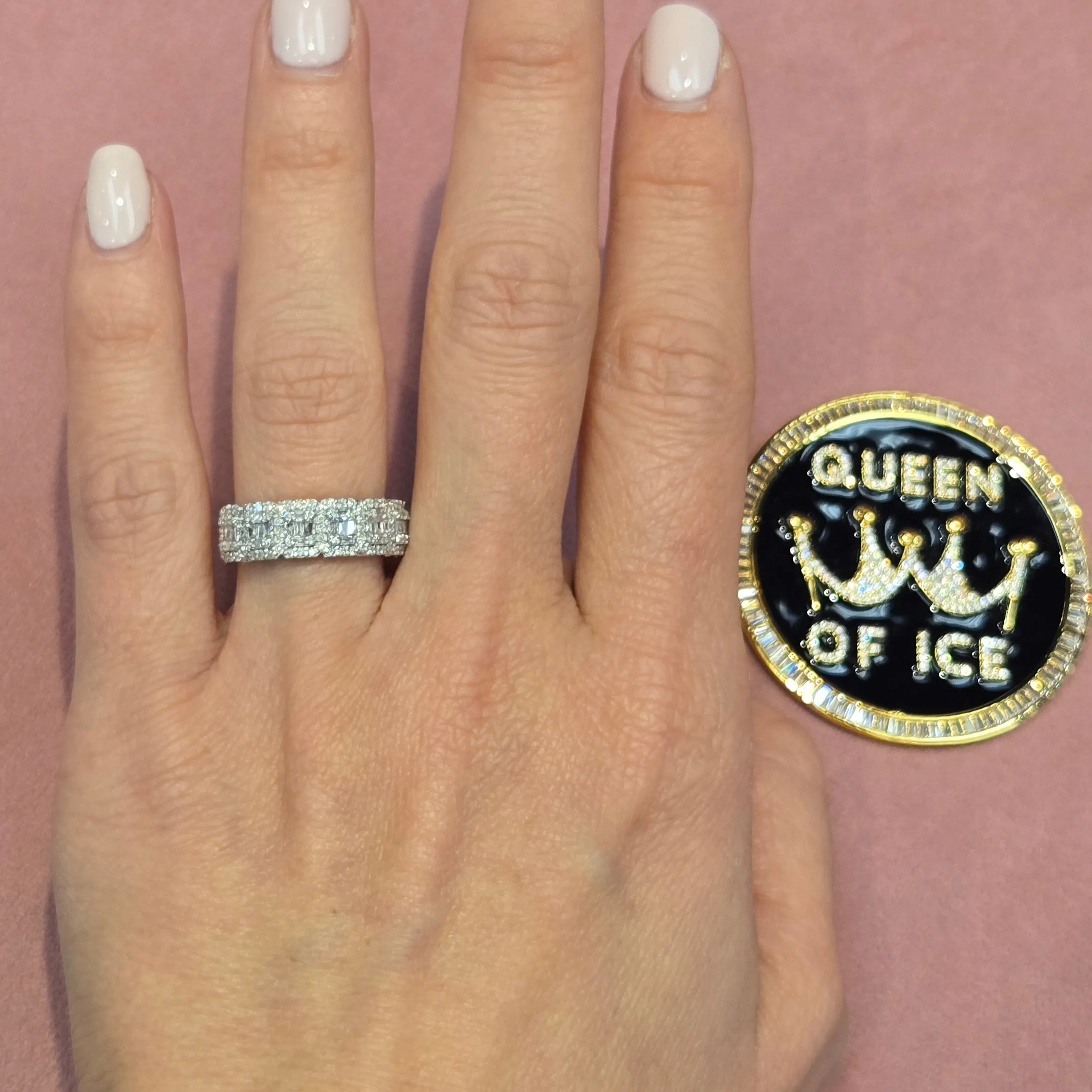 10k White Gold Baguette 1.03ct Diamonds Squares Ring - EXRG2067