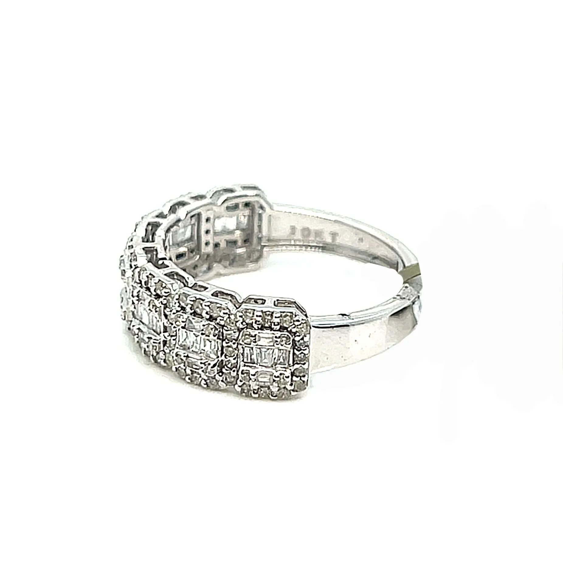 10k White Gold Baguette 1.03ct Diamonds Squares Ring - EXRG2067