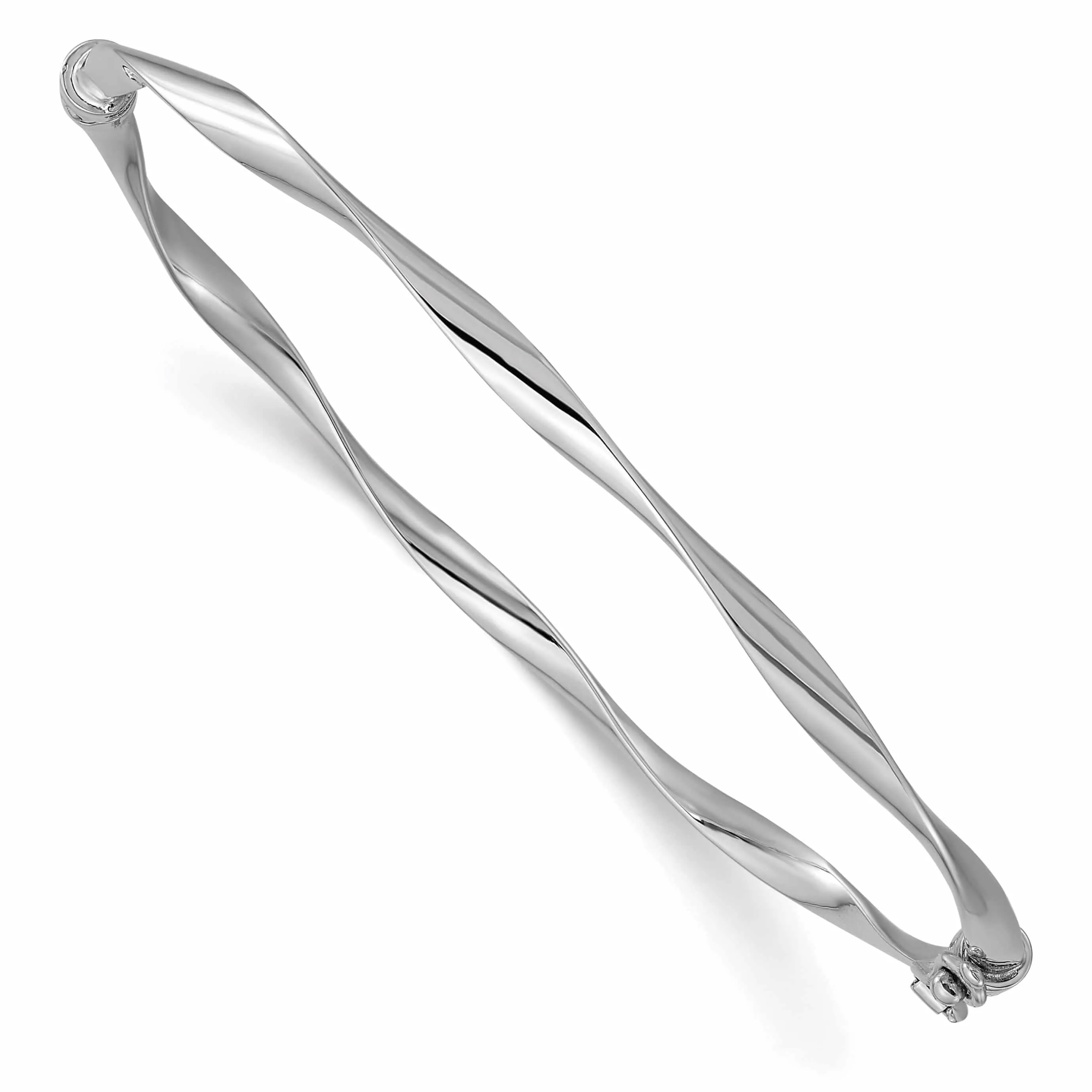 10k White Gold Polished Hinged Bangle