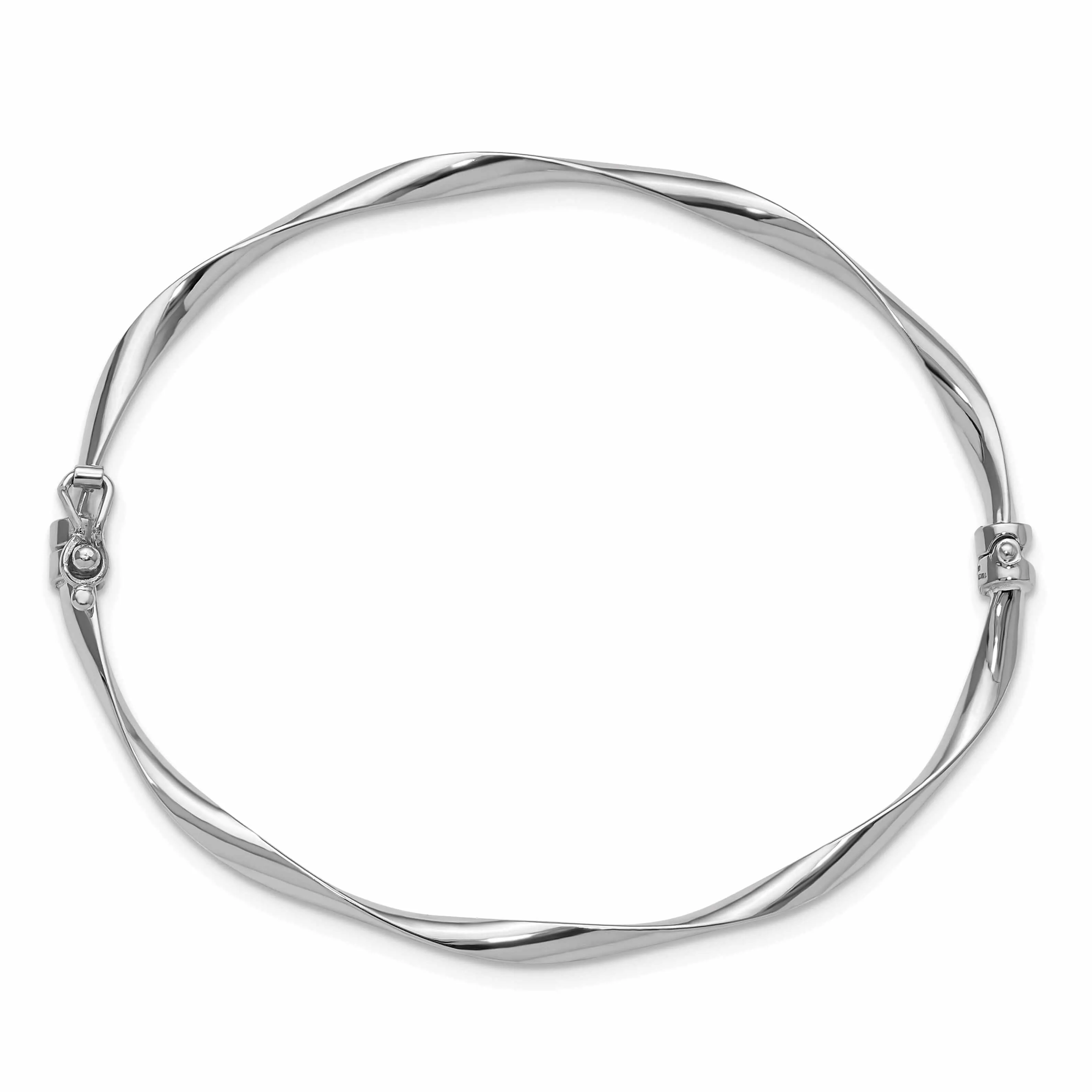 10k White Gold Polished Hinged Bangle
