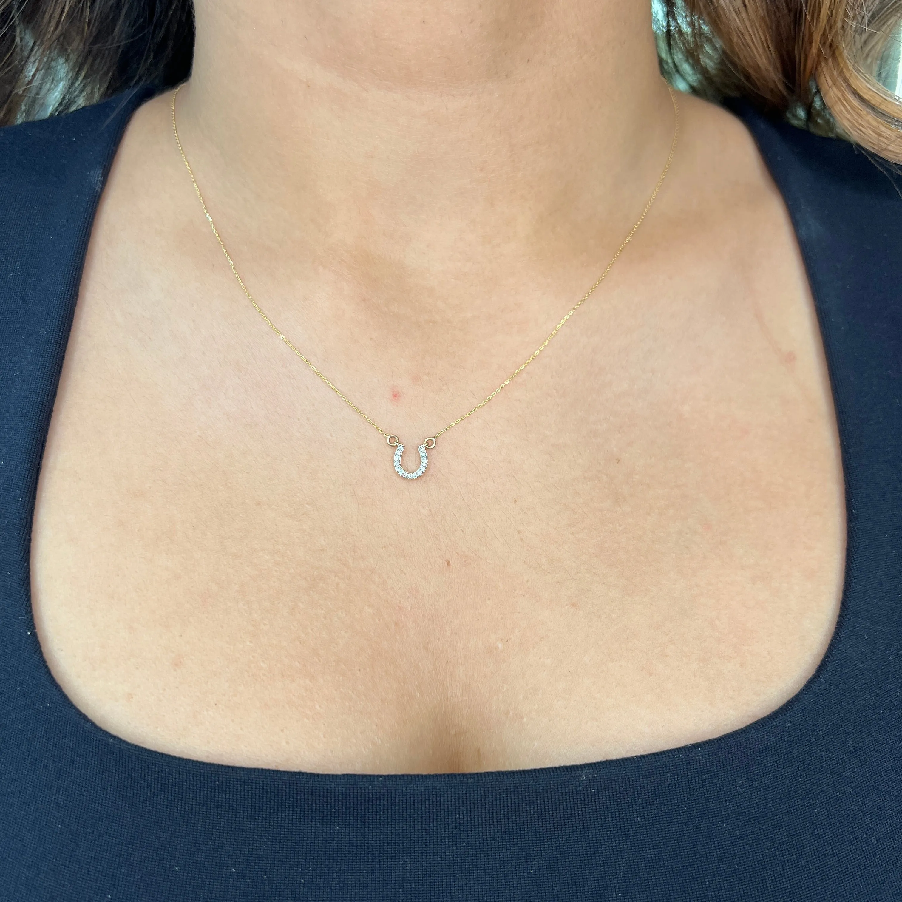10K Yellow Gold (0.05ct) Diamond Horseshoe Necklace