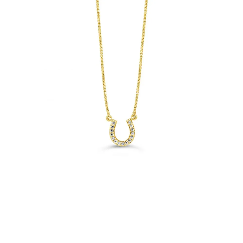 10K Yellow Gold (0.05ct) Diamond Horseshoe Necklace