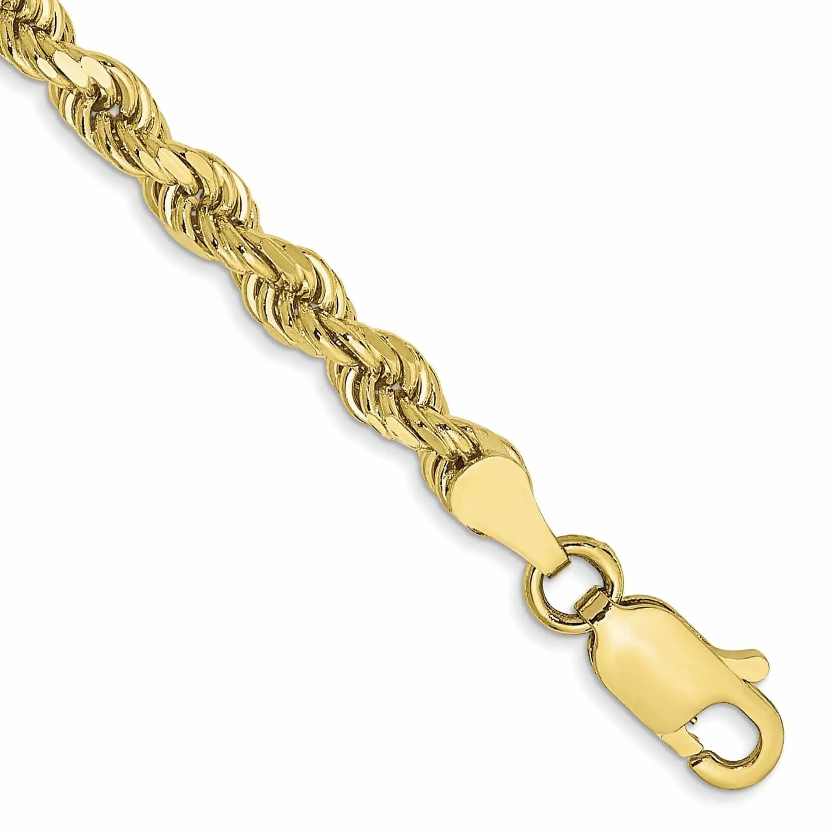 10k Yellow Gold Diamond Cut Rope Bracelet 3.5MM