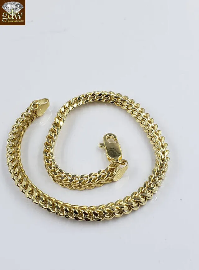 10k Yellow Gold Franco Bracelet 4mm 7.5" Inch Men Women Rope Cuban Link