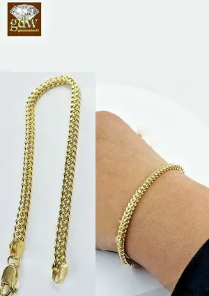 10k Yellow Gold Franco Bracelet 4mm 7.5" Inch Men Women Rope Cuban Link