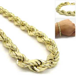 10K Yellow Gold Hollow Diamond Cut Rope Bracelet for Men 2MM 9" 1.35 Gram