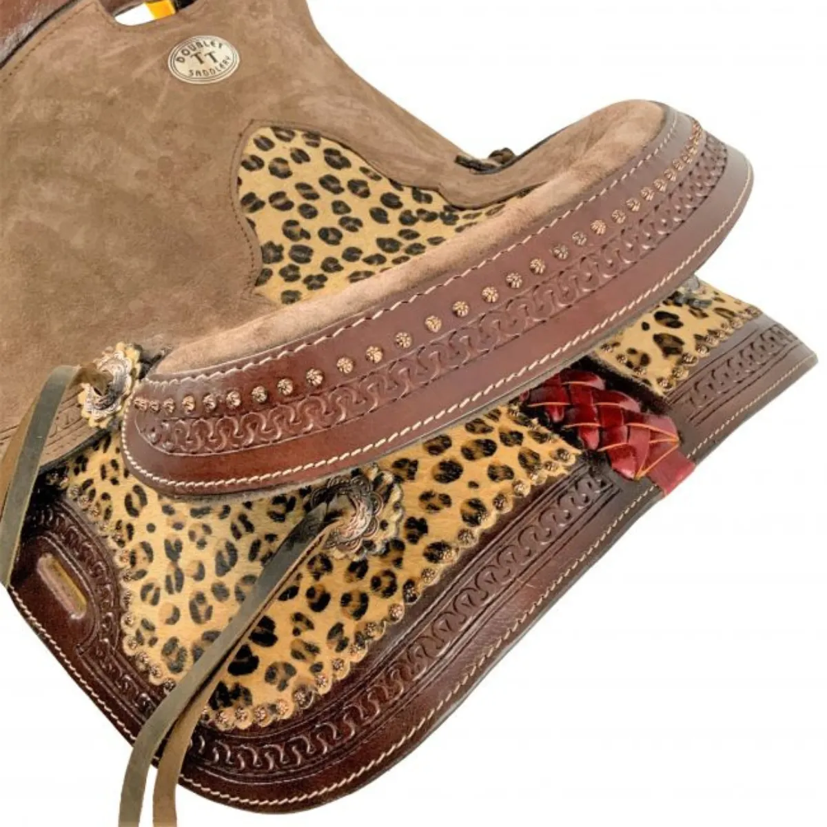 12" DOUBLE T BARREL SADDLE WITH CHEETAH SEAT