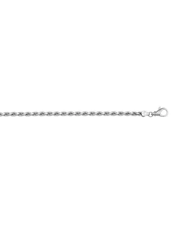 14 Karat White Gold Solid Diamond Cut Rope 1.8 mm Italian Bracelet