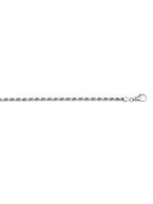 14 Karat White Gold Solid Diamond Cut Rope 1.8 mm Italian Bracelet