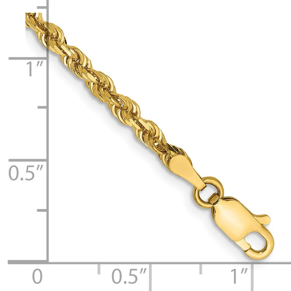 14K 7 Inch 3mm Diamond-cut Quadruple Rope Lobster Clasp Chain