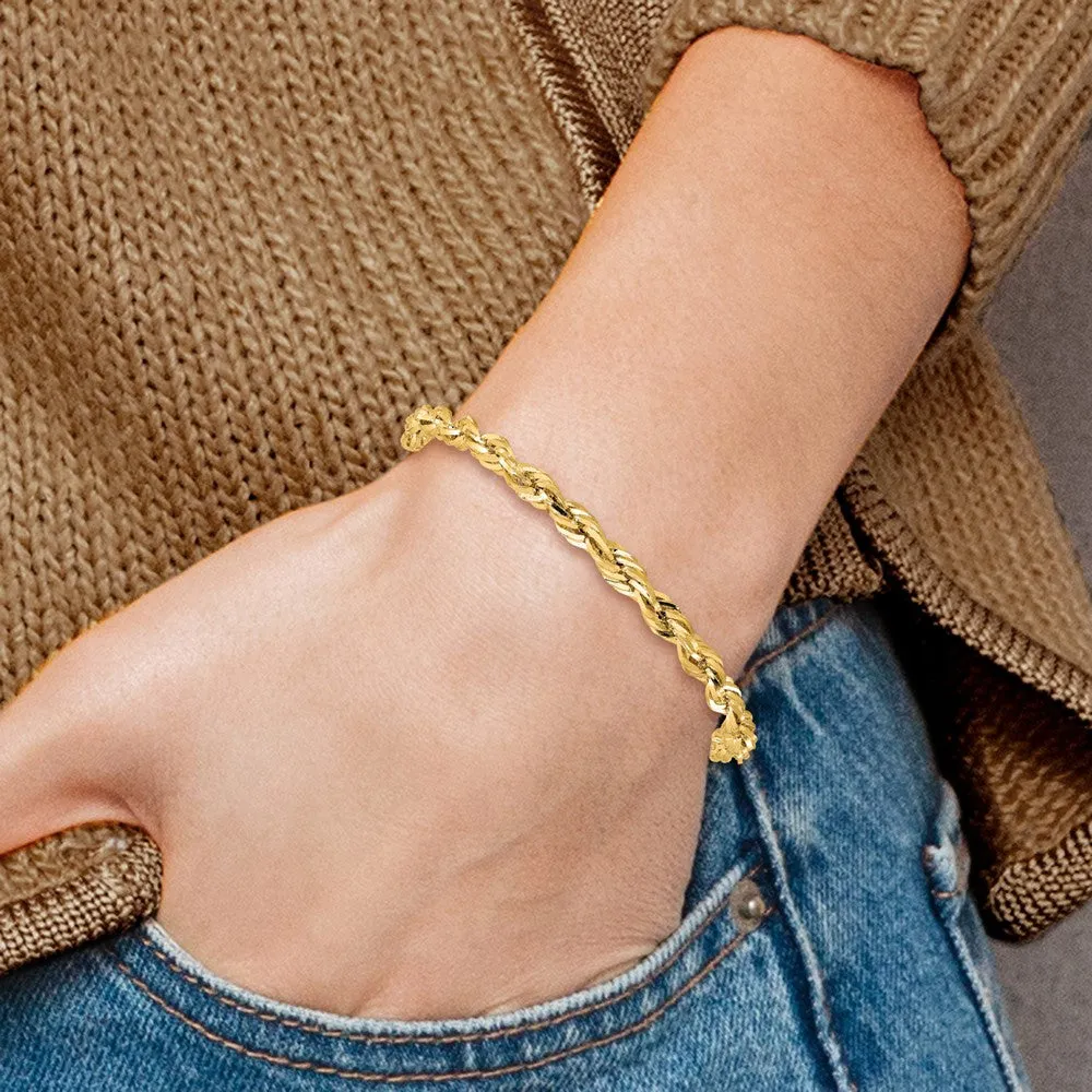 14K 8 inch 4.25mm Semi Solid Rope with Lobster Clasp Chain