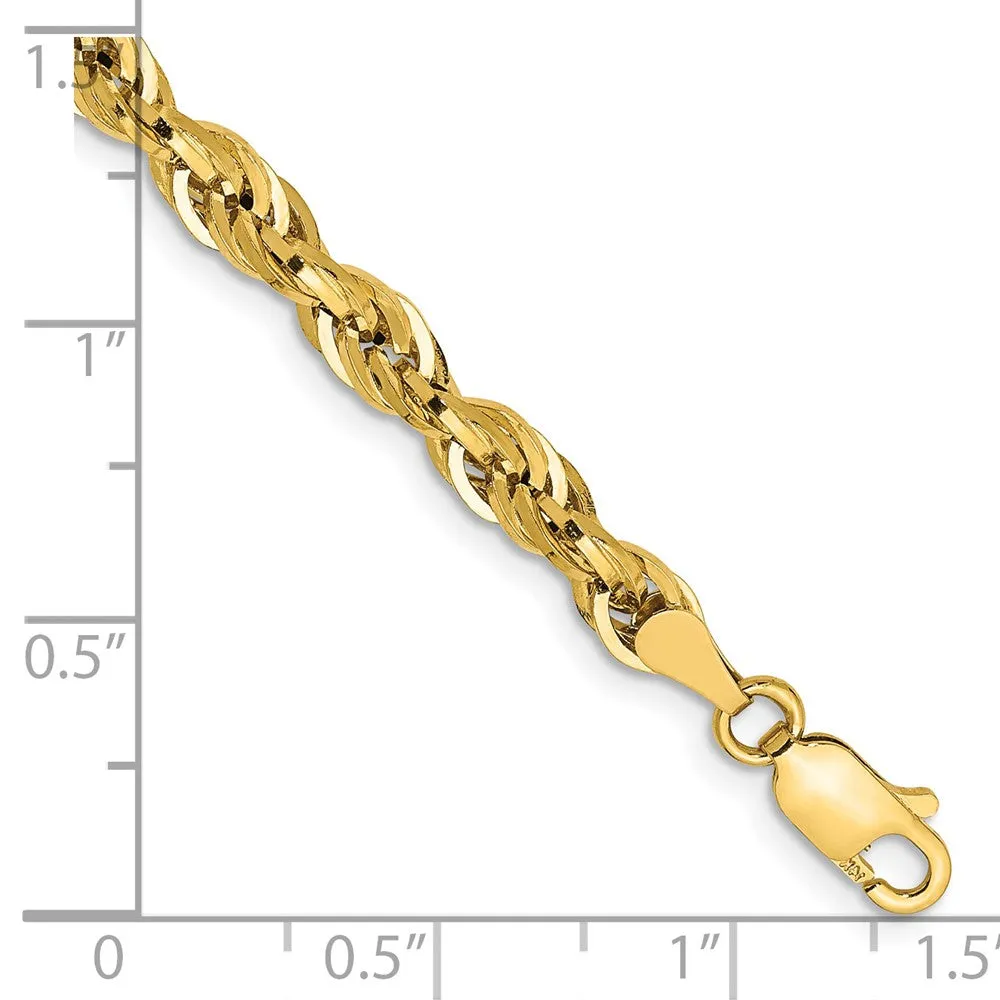 14K 8 inch 4.25mm Semi Solid Rope with Lobster Clasp Chain