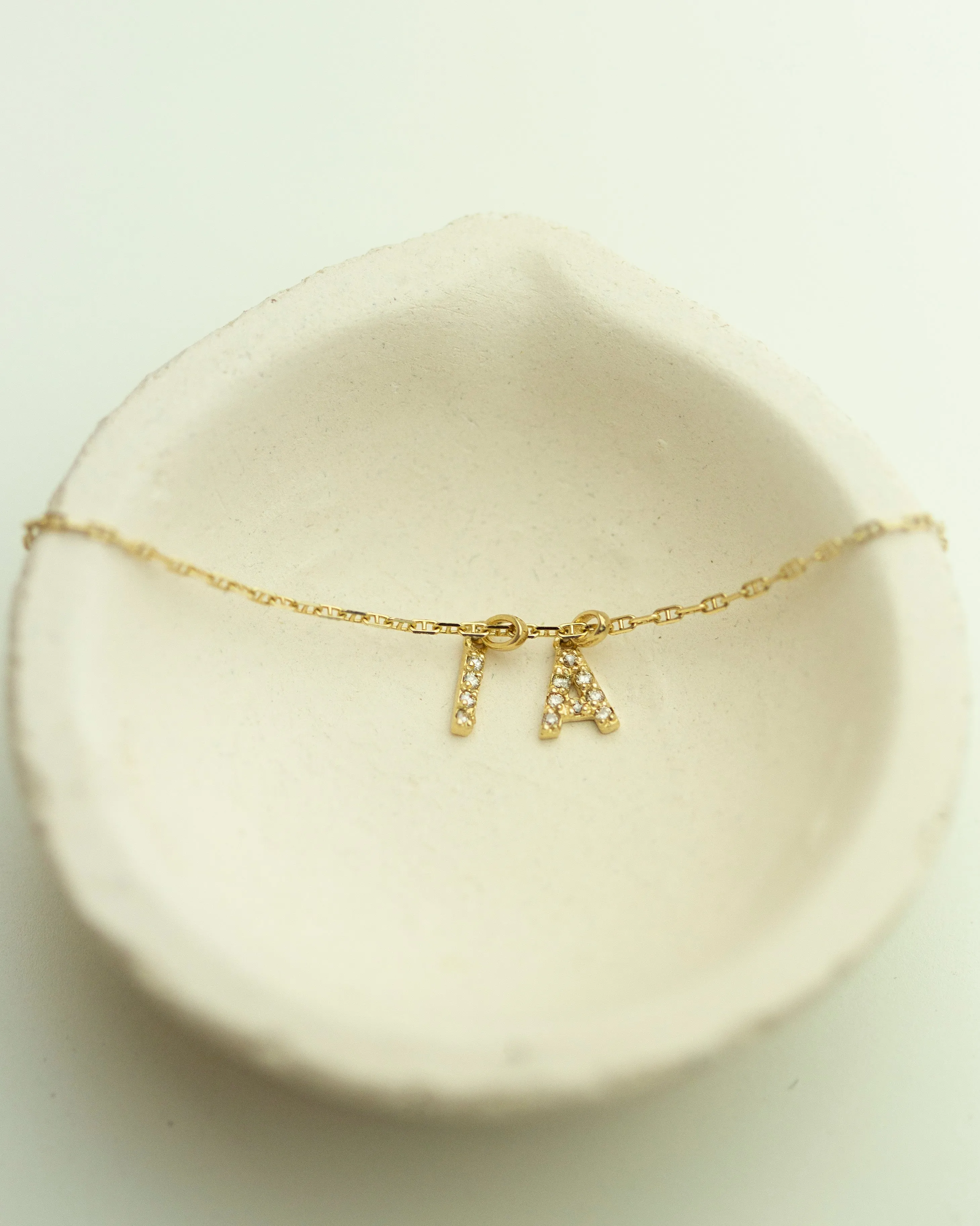 14k Genuine Diamond Initial Bracelet