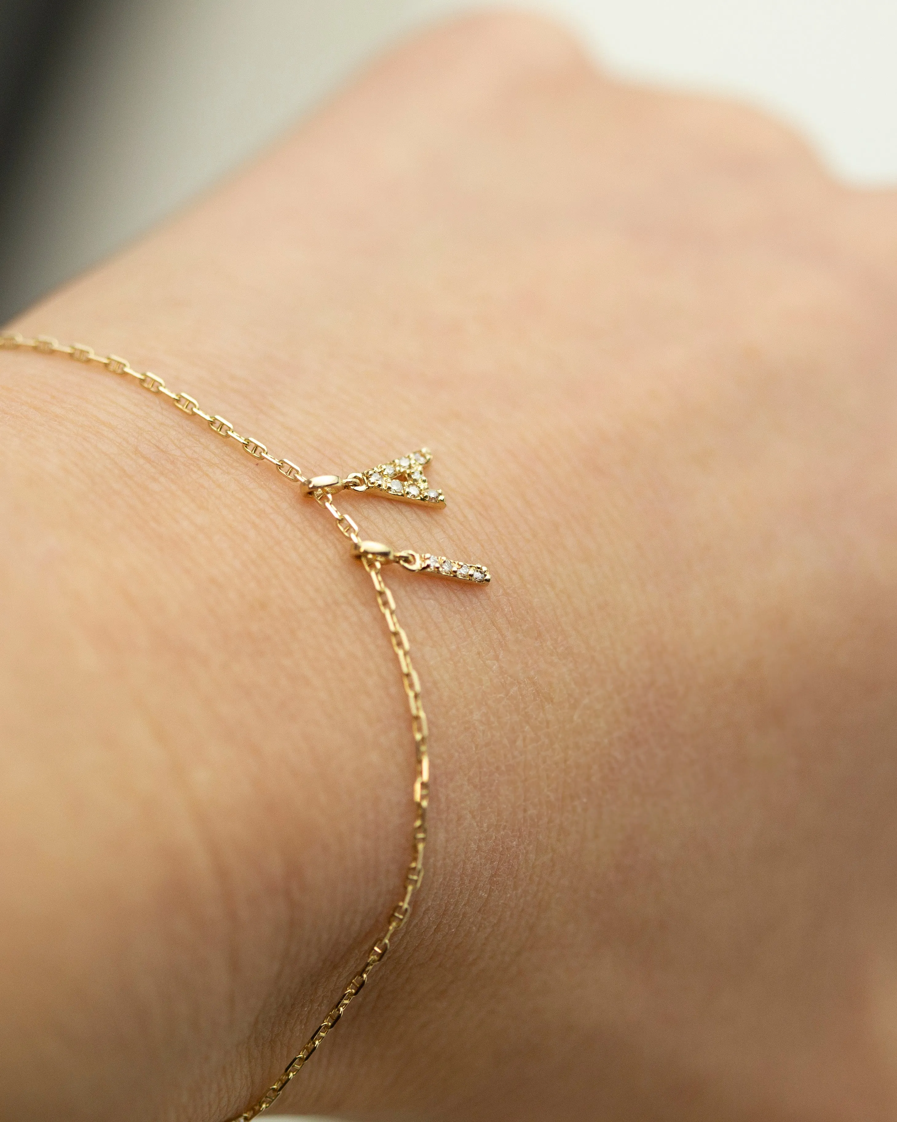 14k Genuine Diamond Initial Bracelet