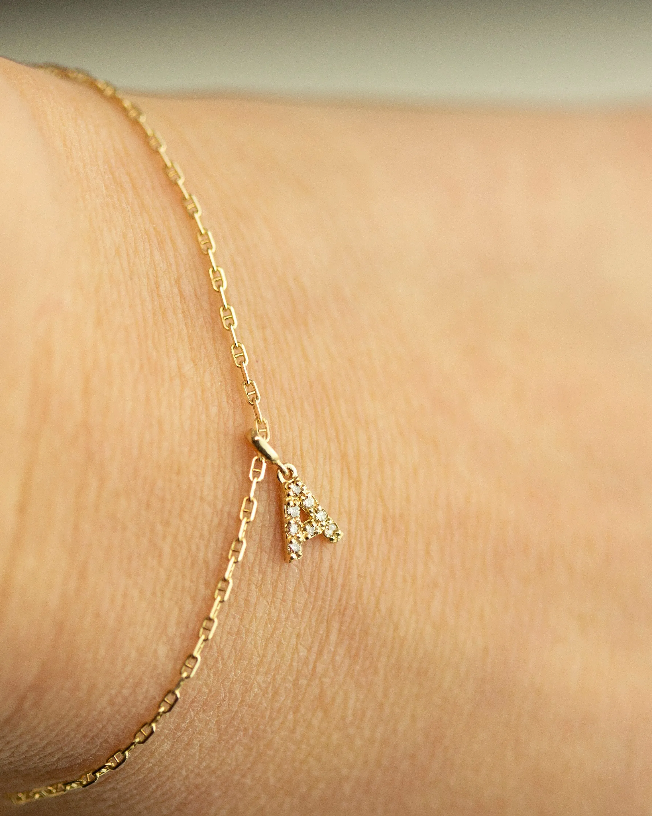 14k Genuine Diamond Initial Bracelet